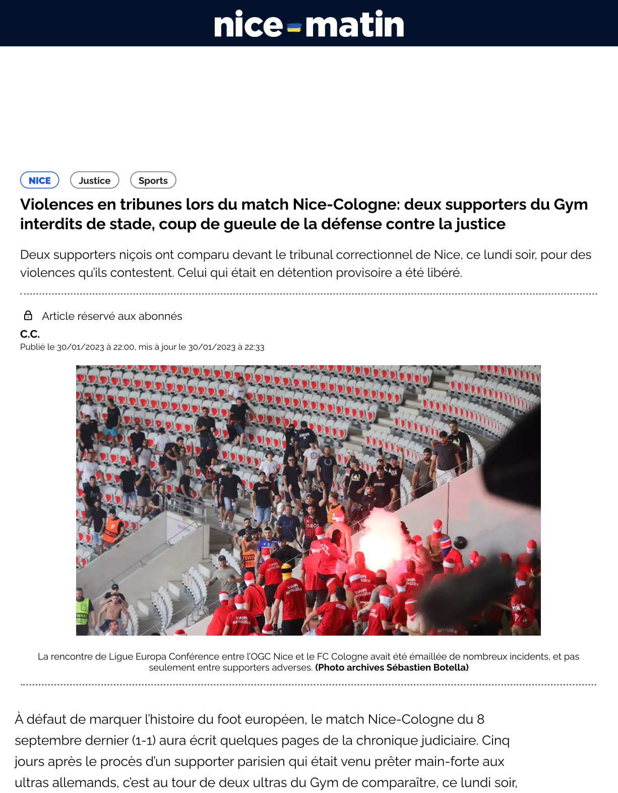 Avocat Nice Matin OGC